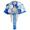 Royal Blue Satin Rose Rhinestone Bridal Bouquet with Brooch for Wedding, Quinceanera (8.5 In)